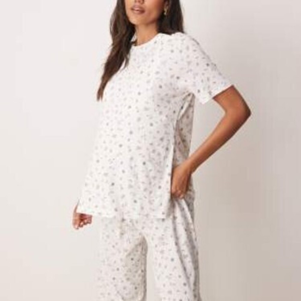ASOS DESIGN Maternity nursing tee & pants pajama set in fruit ditsy print